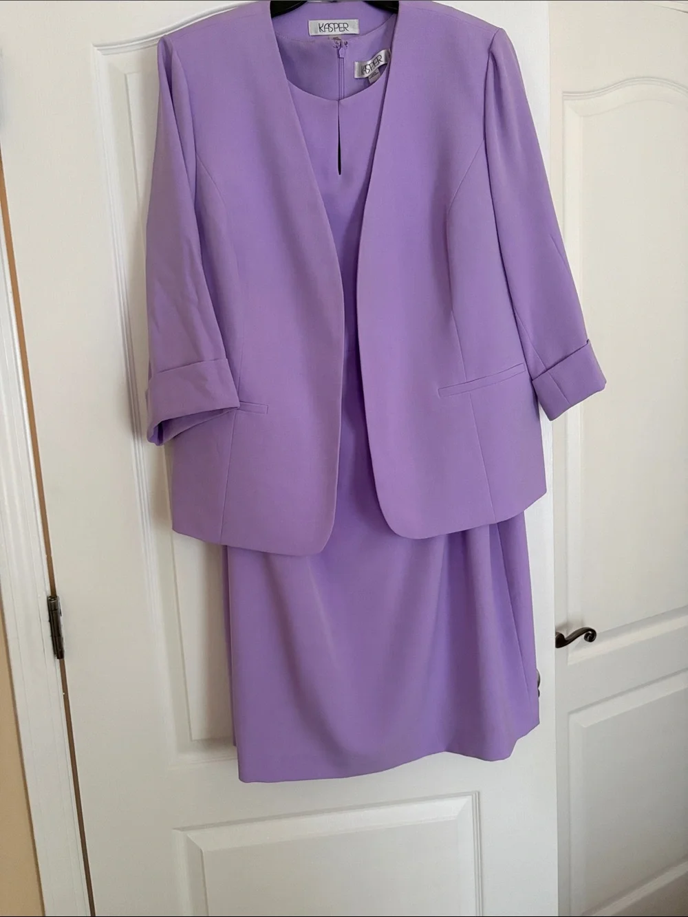Kasper Lilac Two-Piece Midi Dress and Jacket Set
